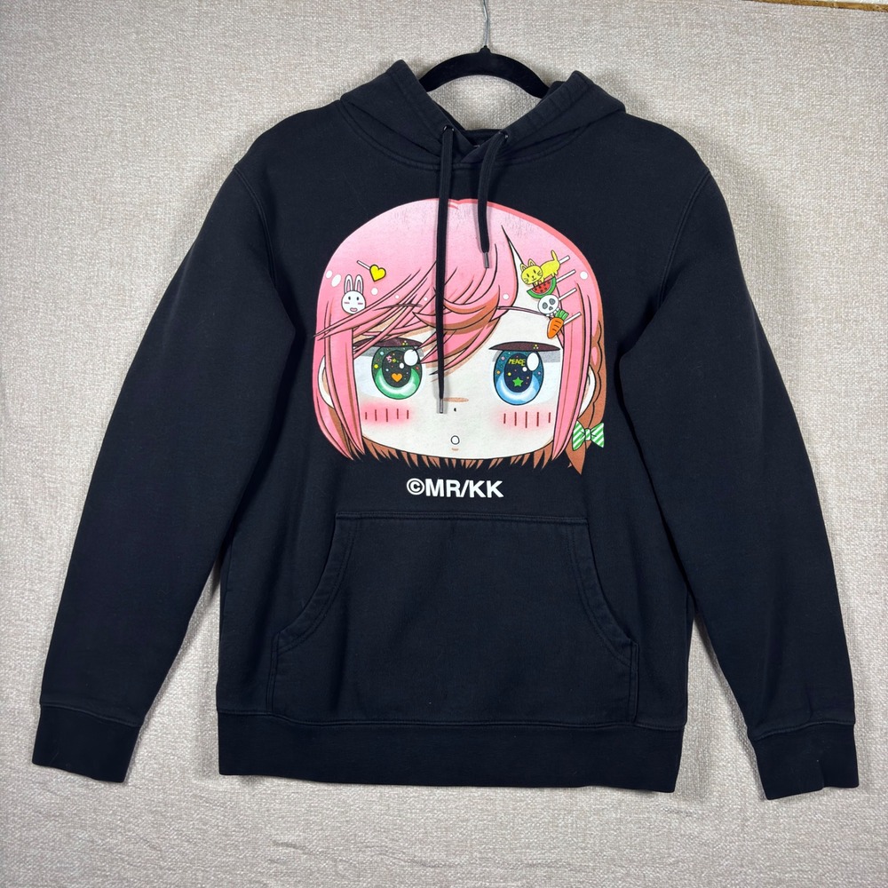 Takashi Murakami Unboxed MR/KK Anime Girl Graphic Hoodie Black Mens Small